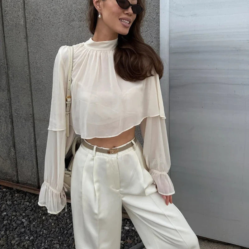 טופ צווארון גבוה-Mia